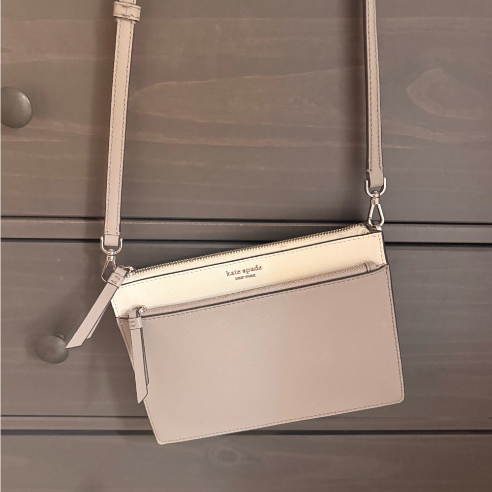 Kate Spade Taupe and Cream Crossbody Bag